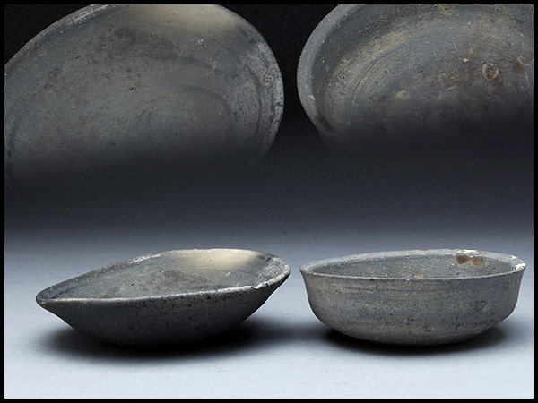 BN761 須恵器杯・須恵器盃・酒盃・酒杯二点☆古玩古陶器酒器小鉢