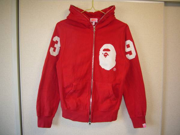 エイプ SHORTパーカージャージ赤 Sサイズ BATHING A APE SizeL 1st