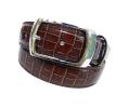 ◆1円～クロコ型押しイタリアンレザー本革メンズベルトブラウン