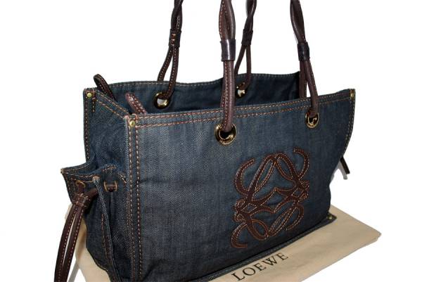 ☆美品☆ロエベ レザー デニム ショッパー トートバッグ☆ 女性用 ろ 