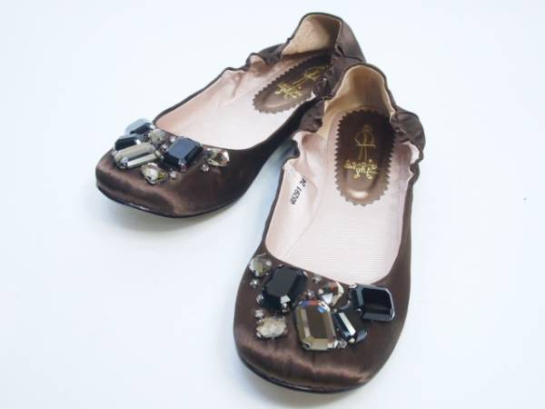 ★新品◆あしながおじさん 本革サテンフラットシューズ24.5◆A29