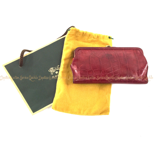 イルビゾンテ レザー 2つ折り長財布 がま口 赤系 レディース