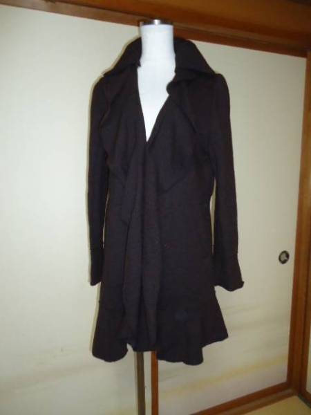 美品* TO BE CHIC*Ⅱ*フリル*ニットカーデ*長め丈*茶色*ガウン