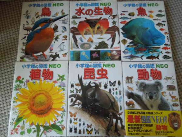 小学館図鑑☆NEO動物☆植物☆鳥☆昆虫☆魚☆水の生物☆6冊セット