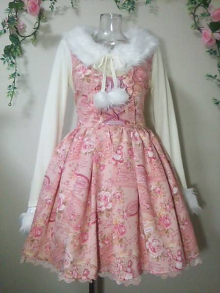 美品 リズリサ 赤ずきん柄ワンピース ジャンスカ 花柄 ピンク 激レア
