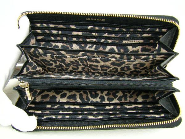 【レベッカテイラー】602 未使用 牛革 ファスナー長財布 黒/B02