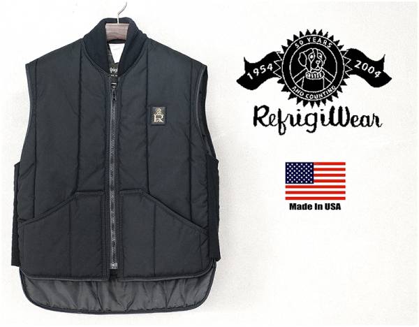 RefrigiWearベスト　（リフリッジウェア） ◇USA製 Refrigiwear リフリッジウェア 中綿 ベスト 黒 メンズXL 消費
