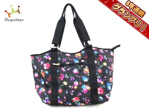 レスポートサック ショルダーバッグ 美品 黒×ピンク×マルチ LESPORTSAC 