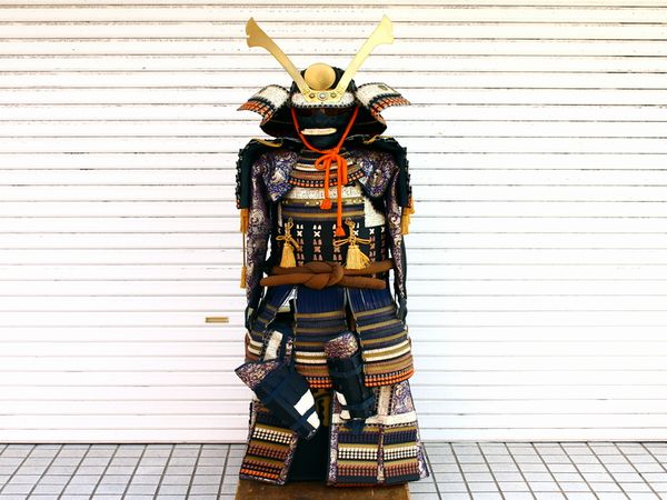 ○黒胴当世素掛 紺白茶 鎧一式 等身大 甲冑/素懸/当世具足 等身大