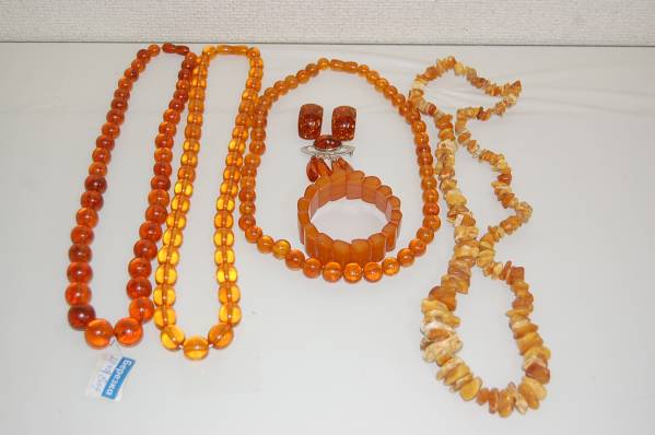 1円 美品 琥珀 ネックレス ブレスレット イヤリング ブローチm