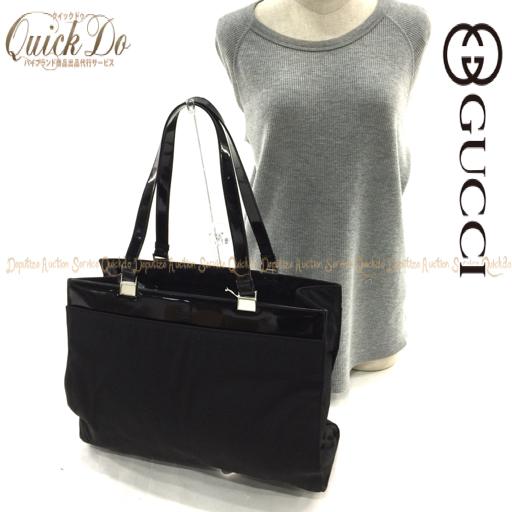 GUCCI グッチ ナイロン トートバッグ - ブラック バッグ GG柄 レザー 