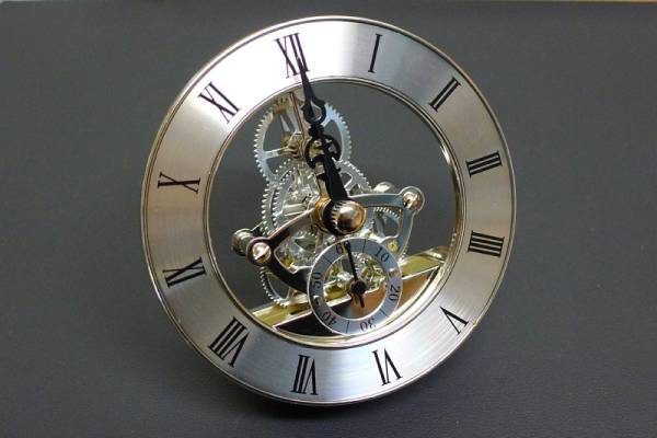 マリーン 置時計 金/円形 厚塗り ゴールドメッキ スケルトン