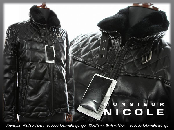 ◆4228◆ムッシュニコルラビットファーレザーダウンジャケット50