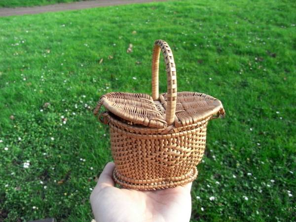 フランスアンティーク かご ミニパニエ 蓋つき 人形 ⑪