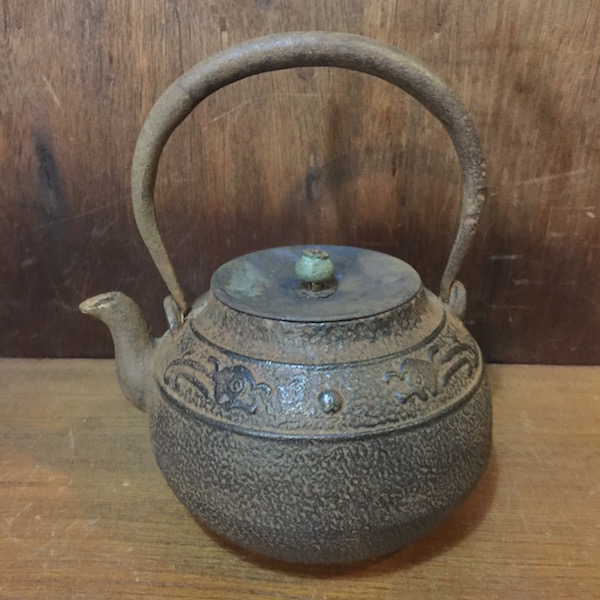 日*5様 a289】時代物 鉄瓶 銅蓋 煎茶道具 刻印あり 骨董 アンティーク