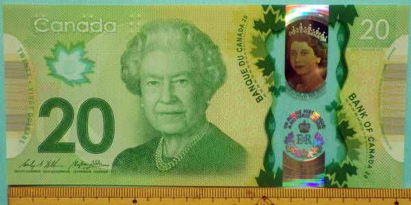 世界の紙幣【カナダ・在位最長記念紙幣】新20ドル 未使用 1円～