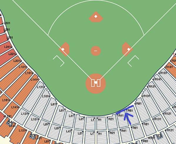 4/7(木)中日ー横浜 　Rプラチナペア　最前列　　通路側