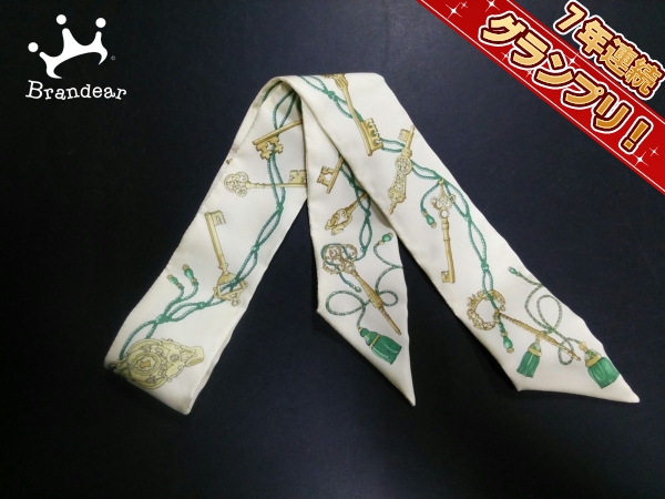 エルメス スカーフ 美品 ツィリー イエロー×グリーン×マルチ