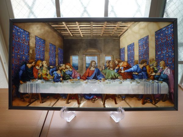 レオナルド・ダ・ヴィンチ ヴィンテージ ステンドグラス最後の晩餐グラスマスターズ ☆ステンドグラス 最後の晩餐 レオナルド・ダ・ヴィンチ 大 グラス