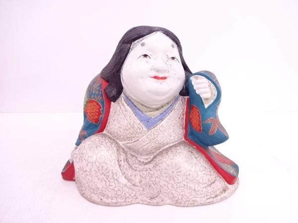 08614# 【1円～】三浦竹軒造 色絵お福置物 日本の陶磁 陶芸 【公式通販】