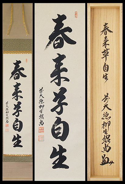 【古美味】橋本紹尚 自筆一行書 春来草自生 茶道具 保証品