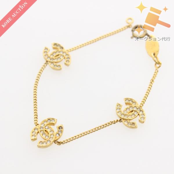 正規品　CHANEL ブレスレット ゴールドカラー □ シャネル ブレスレット 金 中古 ココマーク 3連 ゴールド 0404287
