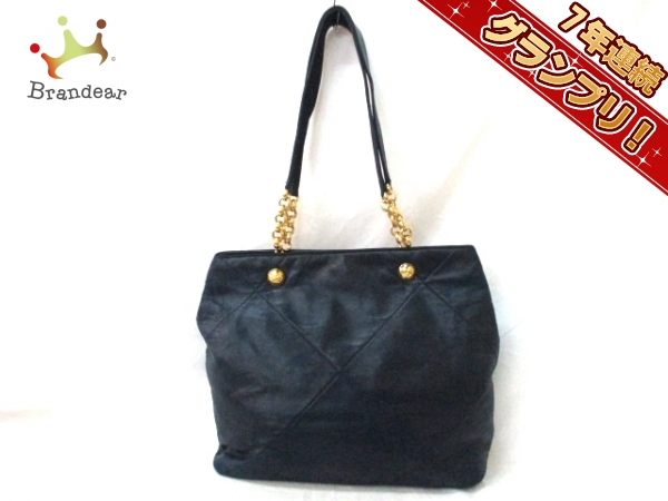 サルバトーレフェラガモ トートバッグ ダークネイビー×ゴールド