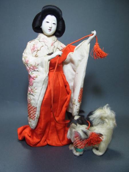 ★34・古い雛人形★狆引き官女