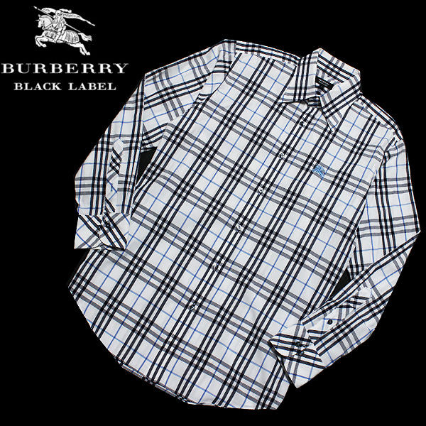 美品バーバリーブラックレーベル 総柄ノバチェックBD長袖シャツ3