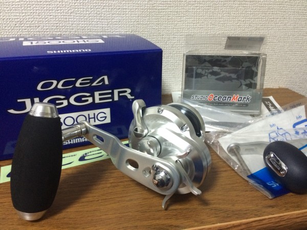 シマノオシアジガー1500HG オーシャンマークノブ付き 中古美品 シマノ