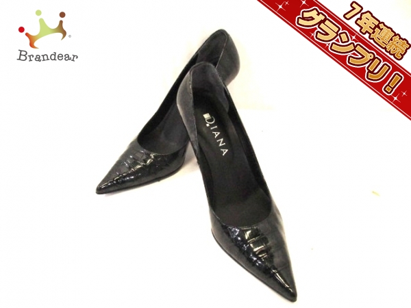 ダイアナ パンプス 23 1/2 レディース 黒 型押し加工 DIANA
