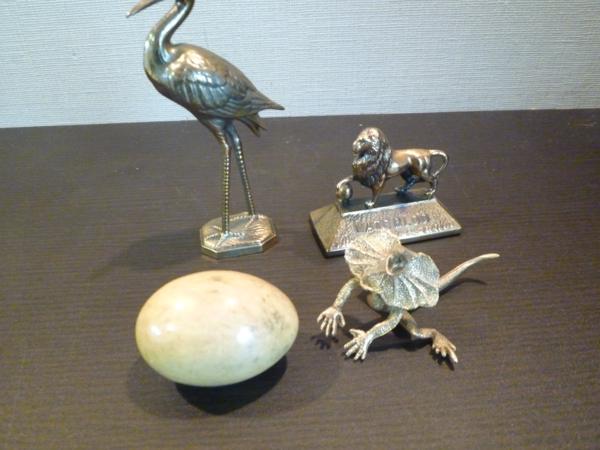 アンティーク風】金属製動物置物 エリマキトカゲ&ライオン他89(雑貨