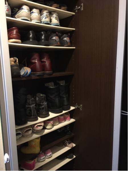 美品 ミラー付 シューズボックス 靴箱 家族向け 中古_2