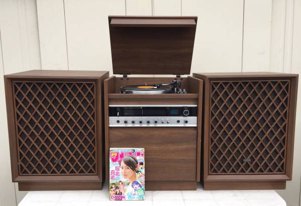 331 レトロ電蓄 日立/HITACHI DPK-91 家具調ステレオ音出し (本体