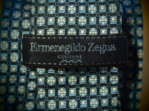 ゼニア【伊】クチュール⑤ネクタイ　水色系　小紋