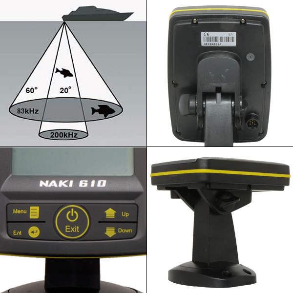 魚群探知機 NAKI610 バックライト搭載 防水 水深表示最大280m