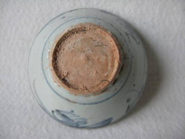古染付 明末清初 明末清初、龍飛雲文古染付青花碗(元箱、藍染包み古布