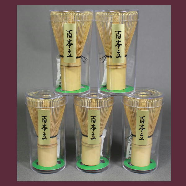 即決！ 税込 ” 茶筅 100本立 5本 ” 新品 竹製 c1298