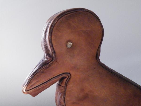 フランスの古いレザー 人形 鴨 革 ヴィンテージ デッサン 鳥