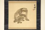 橋本関雪 猿図 人気作 竹内栖鳳門下 動物画 兵庫 掛軸 絵画