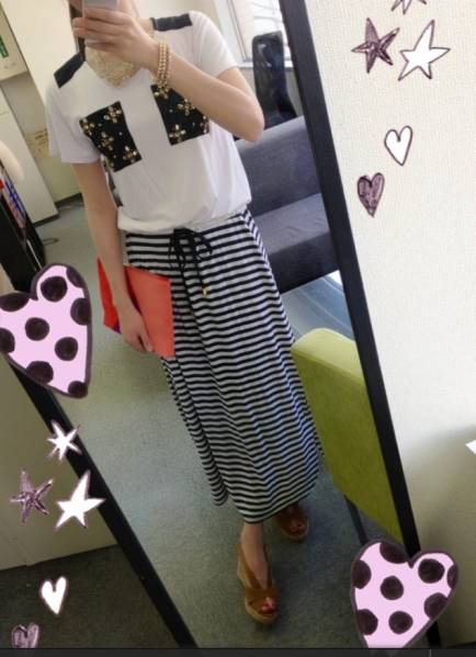 新品即完売したチェリーアンのマキシボーダービジュー付きワンピ