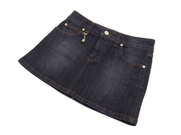 GUCCI グッチ チャーム付 デニムスカート ダークグレー 38