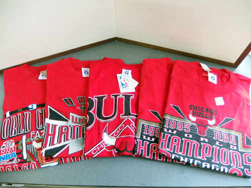 560250a【シカゴ・ブルズTシャツ5枚】サイズL/赤/1993NBA/LOGO7