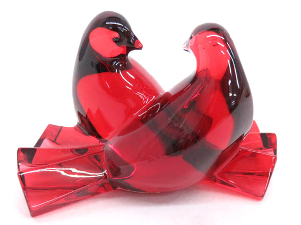 ○1円 バカラ つがいの鳩 クリスタル 置物 HE410