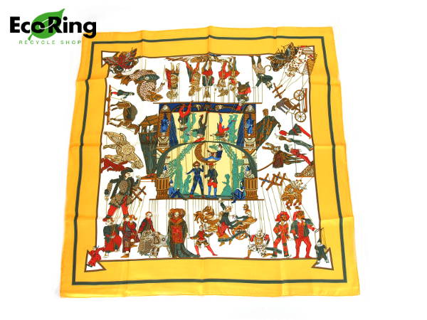 1円 超美品 エルメスマリオネットの時間 スカーフ カレCG414