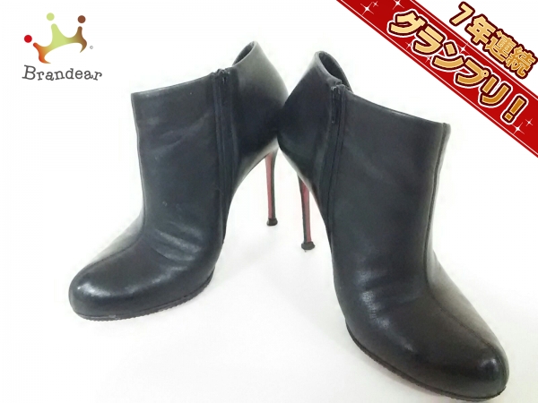 クリスチャンルブタン ブーティ 36 1/2 レディース 黒 レザー