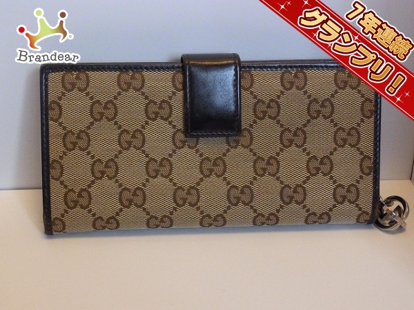 GUCCI グッチ 0 レディース GG 二つ折り長財布 GG柄 キャンバス×レザー 