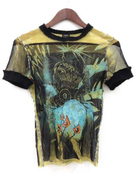 ジャンポールゴルチエ オム Tシャツ メッシュ 48 黒 水色 黄色