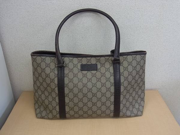 グッチ GUCCI PVC レザー GG柄 ハンドバッグ ベージュ ボストンバッグ 