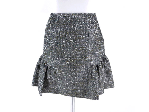 1円 美品 レッド ヴァレンチノ ツイード スカート 0 CQ790